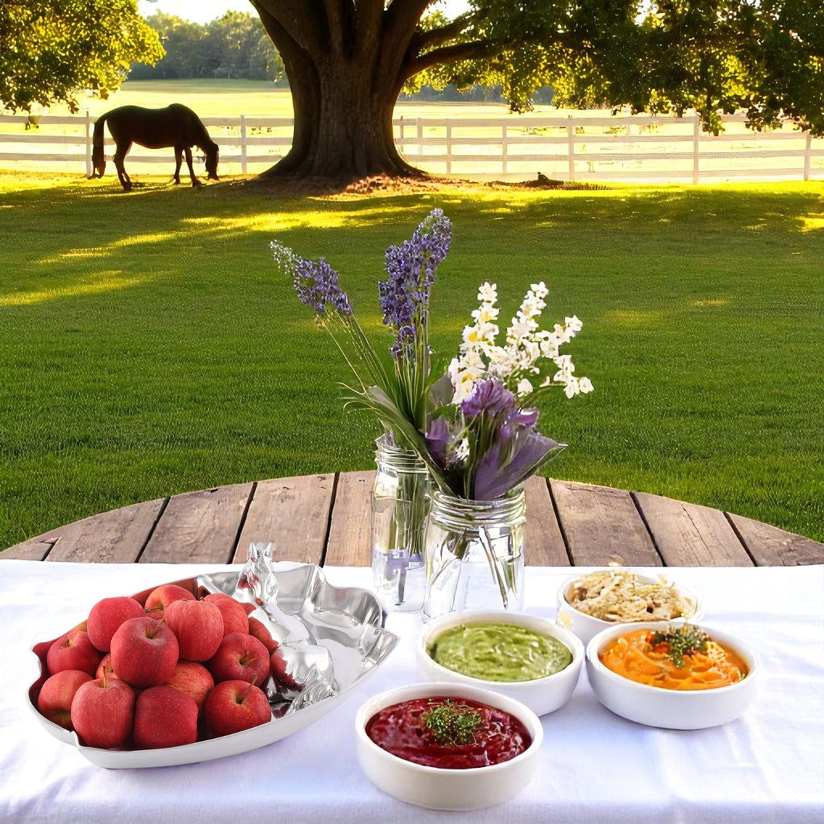 Arthur Court Equestrian Horse Figural Chip and Dip