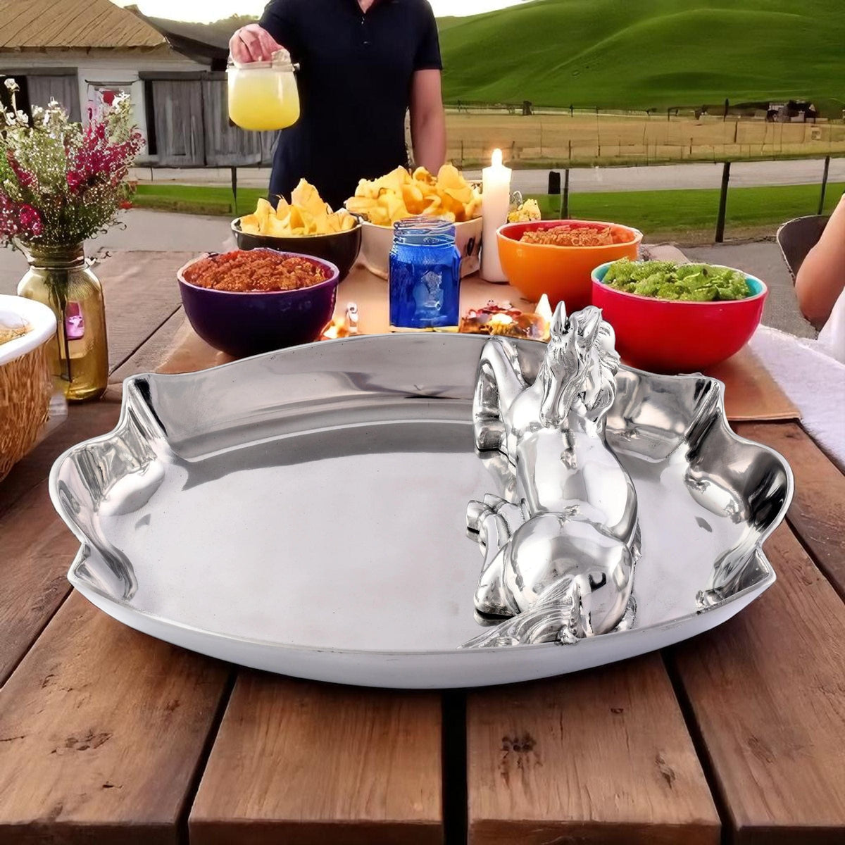 Arthur Court Equestrian Horse Figural Chip and Dip