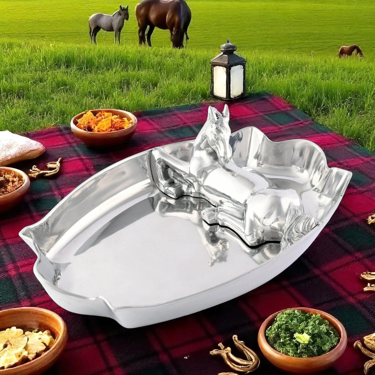 Arthur Court Equestrian Horse Figural Chip and Dip