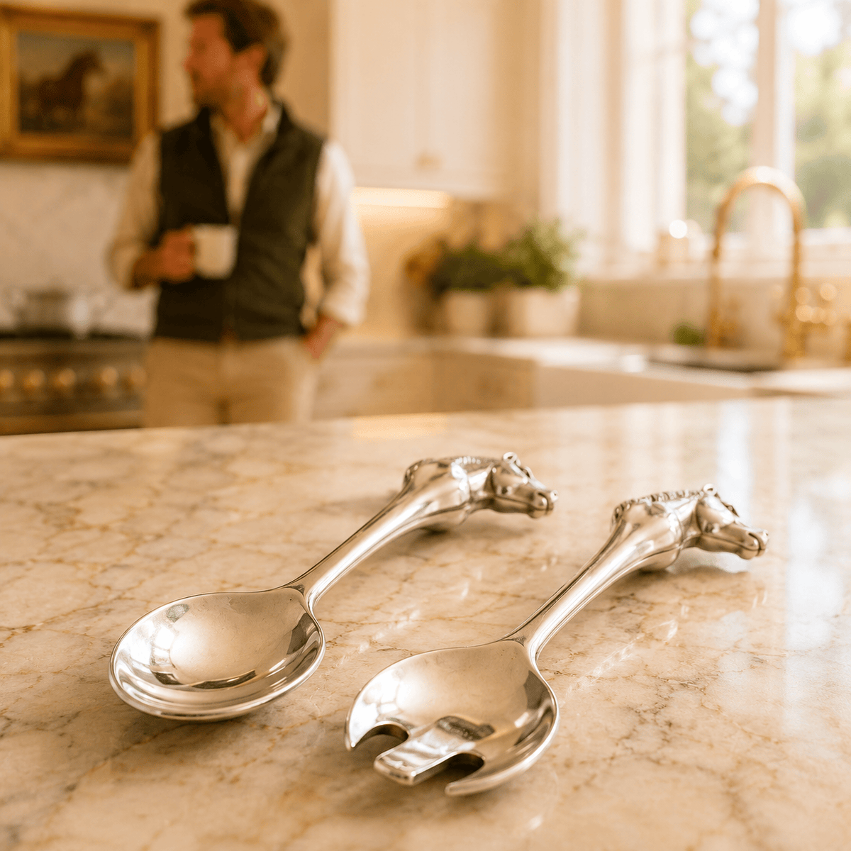 Arthur Court Equestrian Horse Figural Serving Set-Set/2