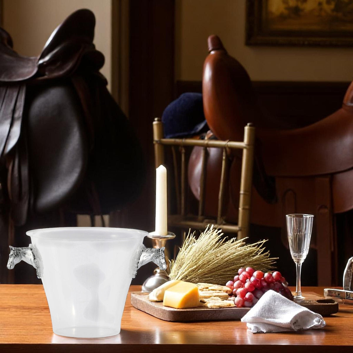 Arthur Court Equestrian Horse Head Handle Acrylic Ice Bucket