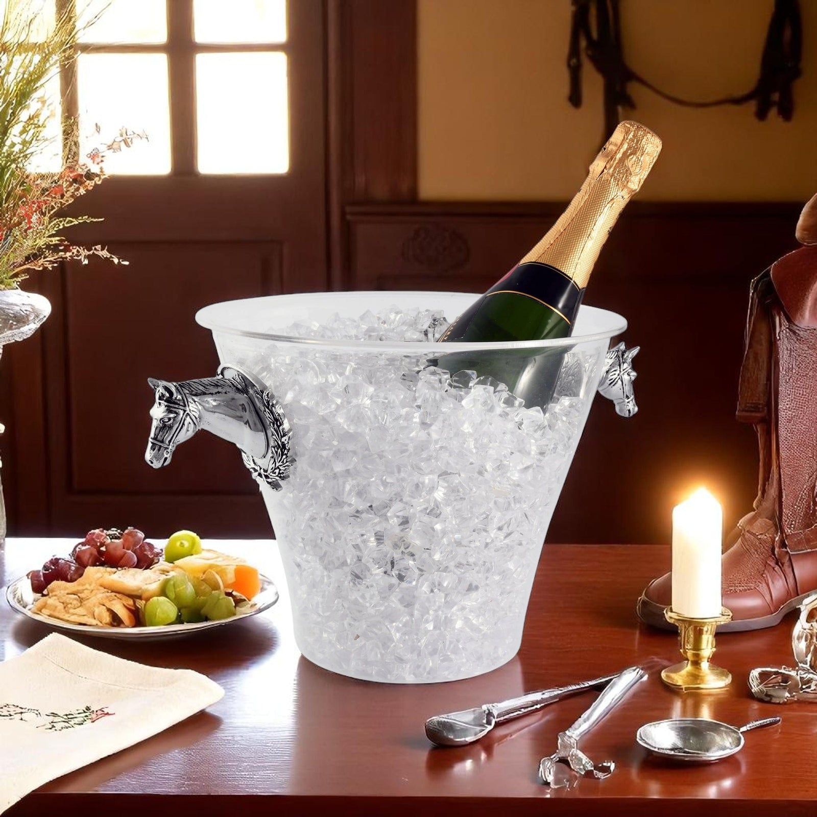 Arthur Court Equestrian Horse Head Handle Acrylic Ice Bucket