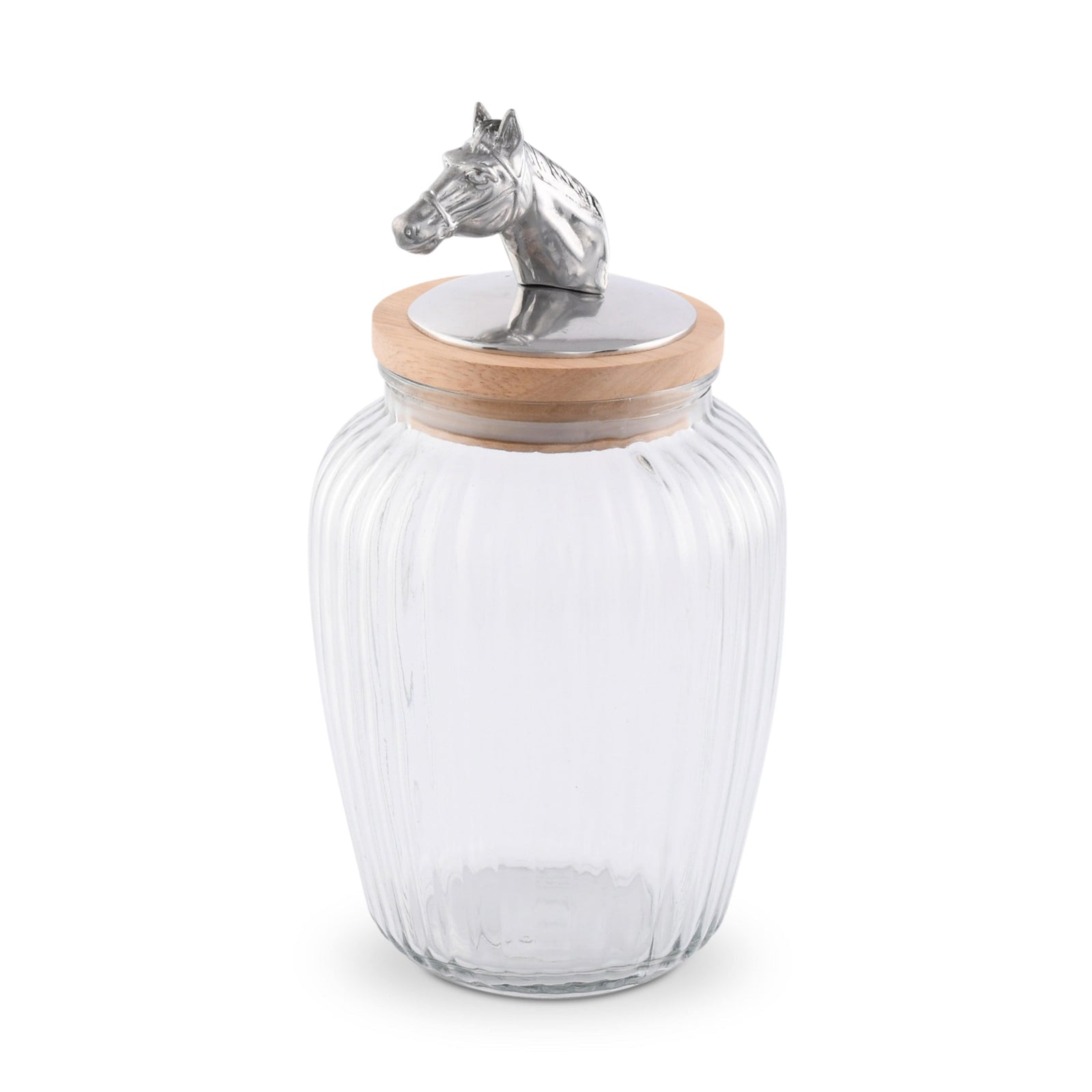 Arthur Court Equestrian Horse Head Knob Glass Canisters