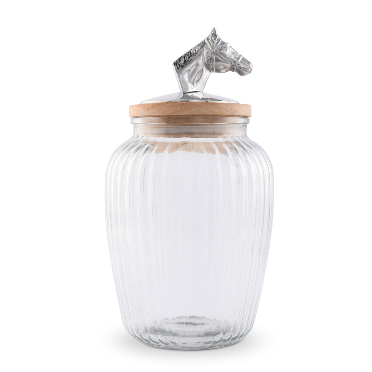 Arthur Court Equestrian Horse Head Knob Glass Canisters