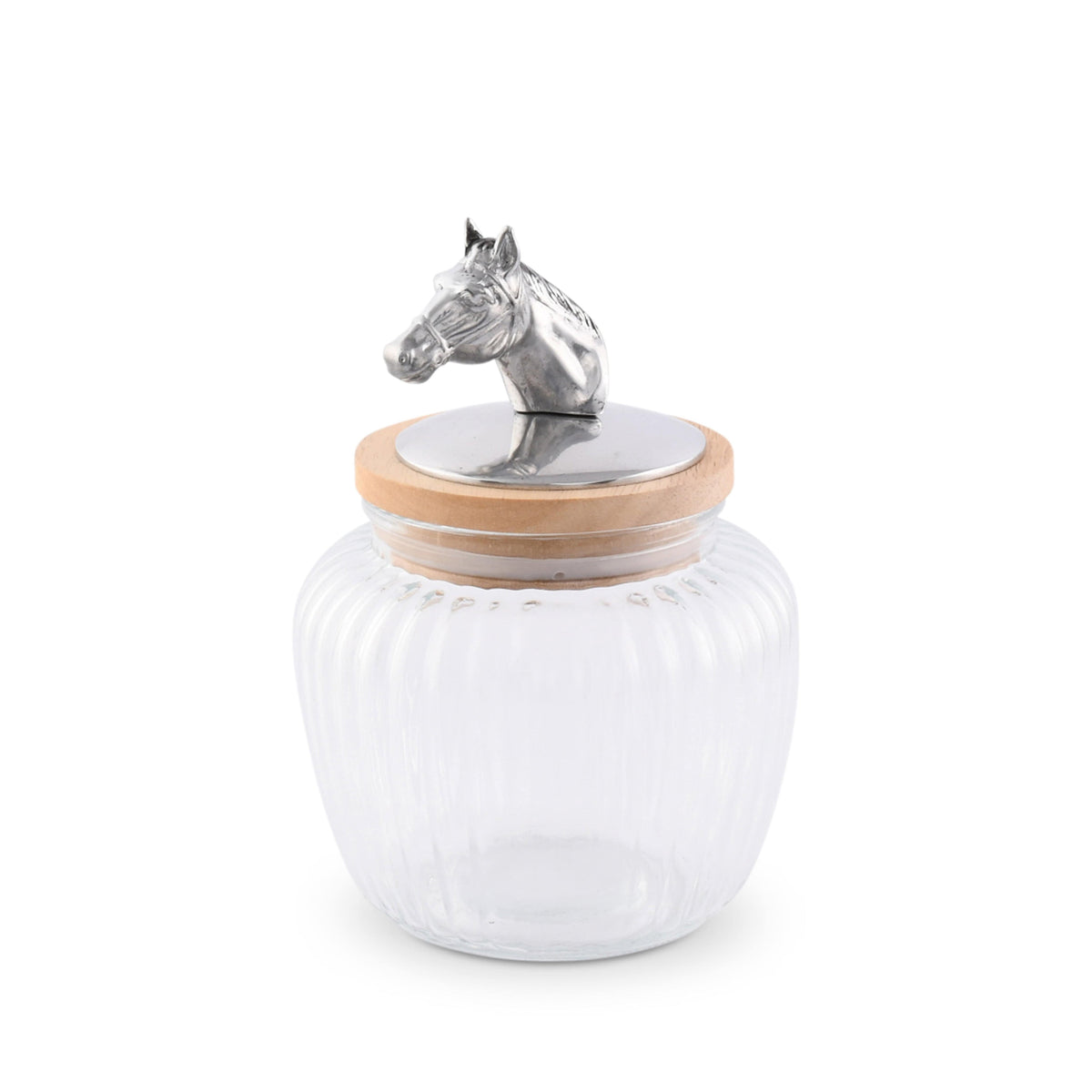 Arthur Court Equestrian Horse Head Knob Glass Canisters