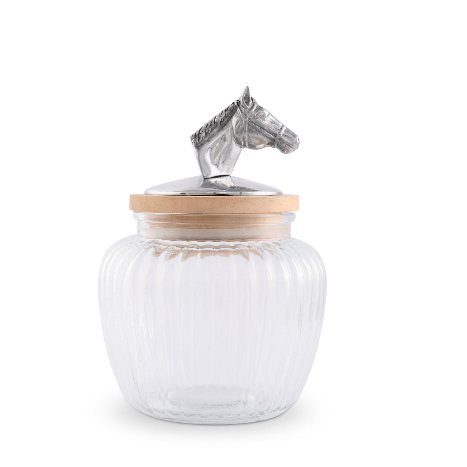 Arthur Court Equestrian Horse Head Knob Glass Canisters