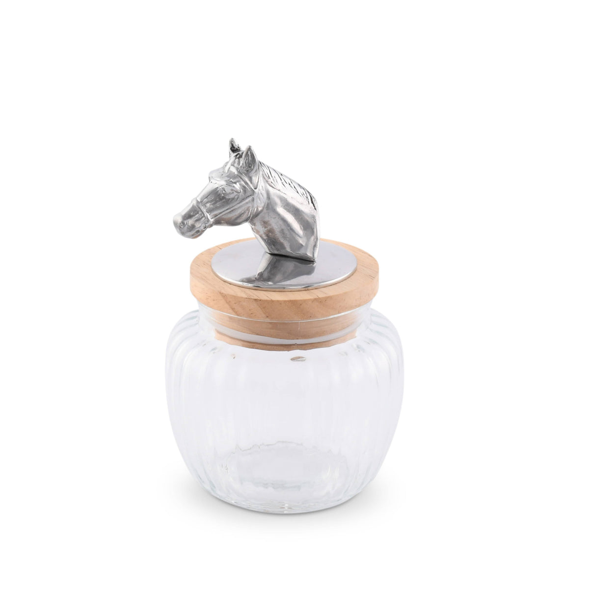Arthur Court Equestrian Horse Head Knob Glass Canisters