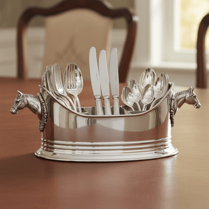 Arthur Court Equestrian Horse Head Silverware Caddy