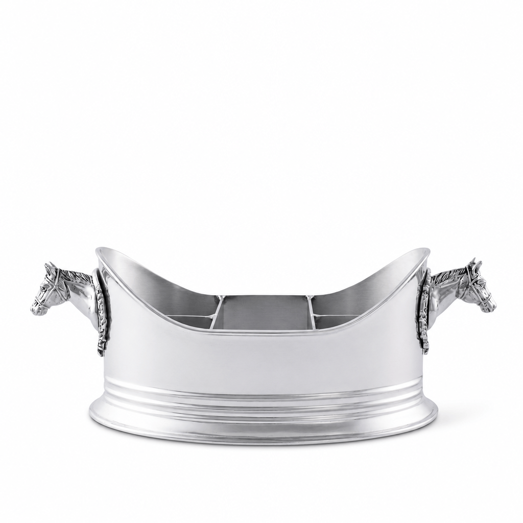 Arthur Court Equestrian Horse Head Silverware Caddy