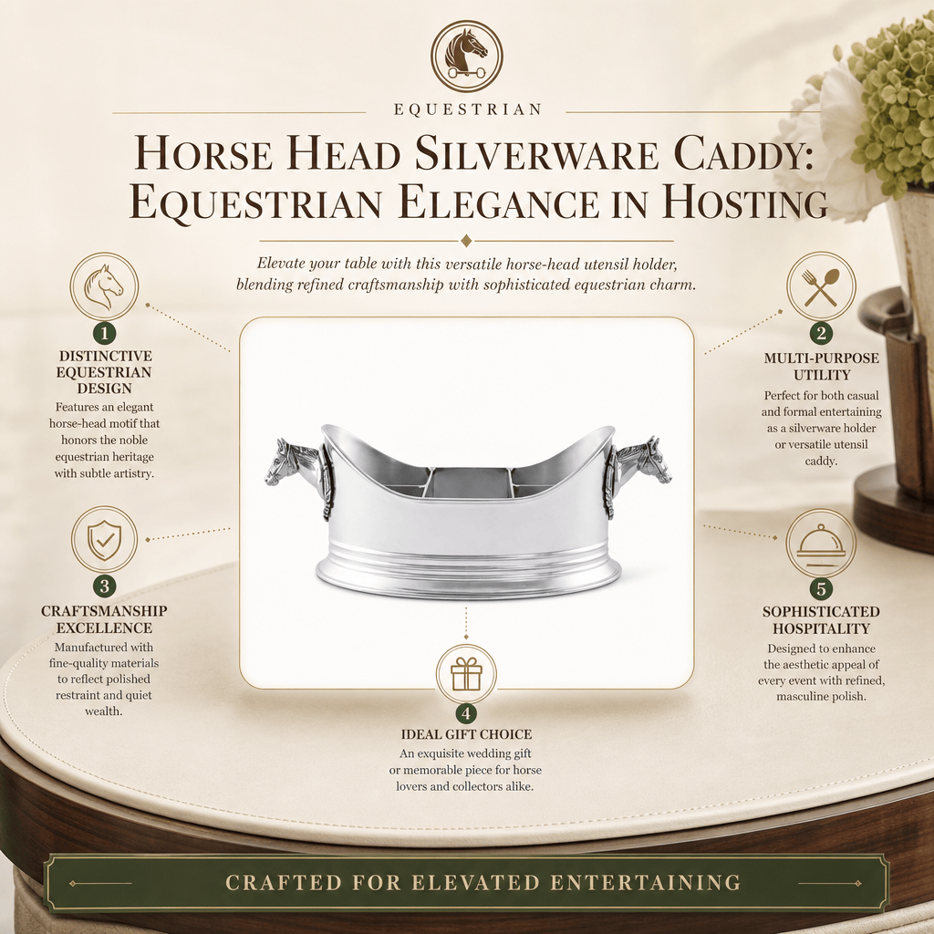 Arthur Court Equestrian Horse Head Silverware Caddy