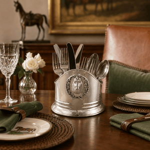 Arthur Court Equestrian Horse Head Silverware Caddy