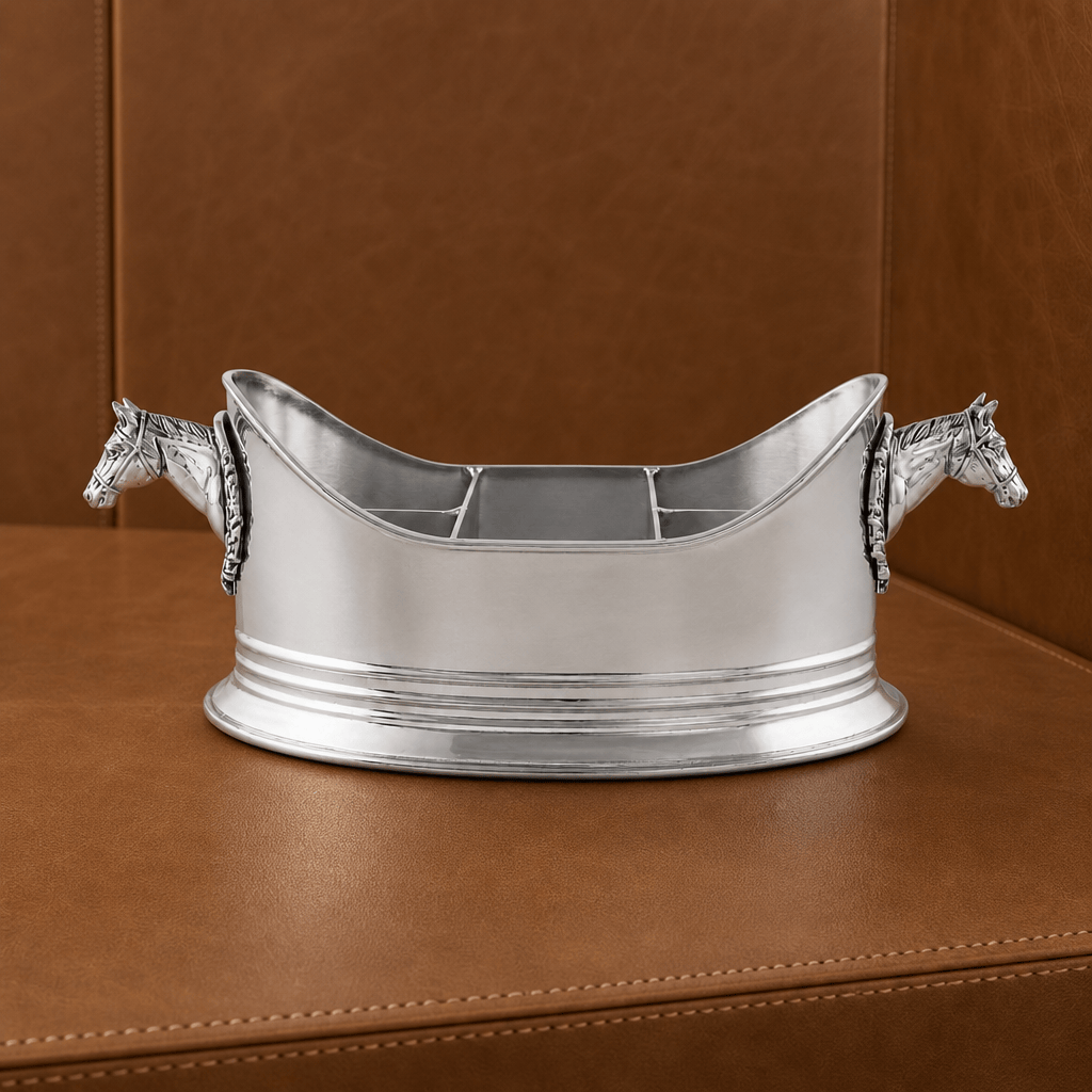 Arthur Court Equestrian Horse Head Silverware Caddy