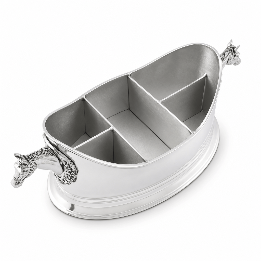 Arthur Court Equestrian Horse Head Silverware Caddy