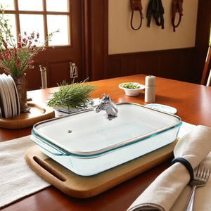 Arthur Court Equestrian Horse Head with Pyrex 3 quart Baking Dish