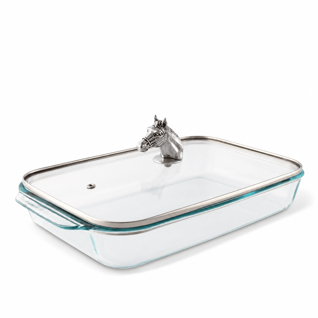 Arthur Court Equestrian Horse Head with Pyrex 3 quart Baking Dish