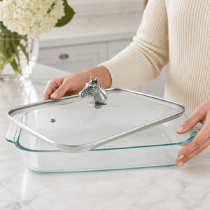 Arthur Court Equestrian Horse Head with Pyrex 3 quart Baking Dish