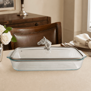 Arthur Court Equestrian Horse Head with Pyrex 3 quart Baking Dish
