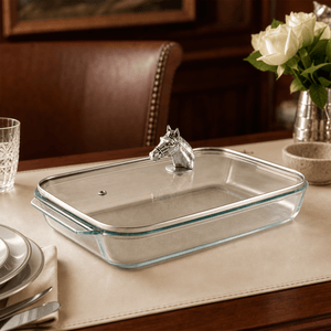 Arthur Court Equestrian Horse Head with Pyrex 3 quart Baking Dish