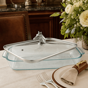 Arthur Court Equestrian Horse Head with Pyrex 3 quart Baking Dish