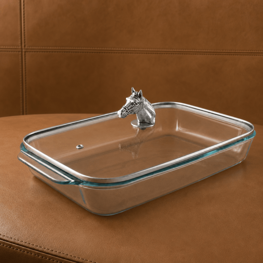 Arthur Court Equestrian Horse Head with Pyrex 3 quart Baking Dish