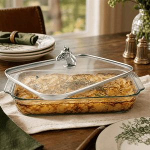 Arthur Court Equestrian Horse Head with Pyrex 3 quart Baking Dish