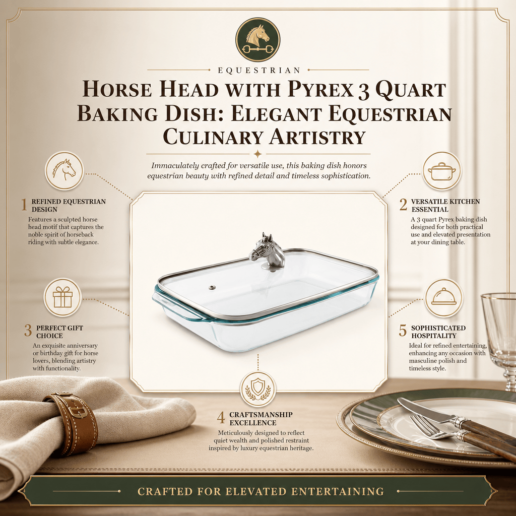 Arthur Court Equestrian Horse Head with Pyrex 3 quart Baking Dish