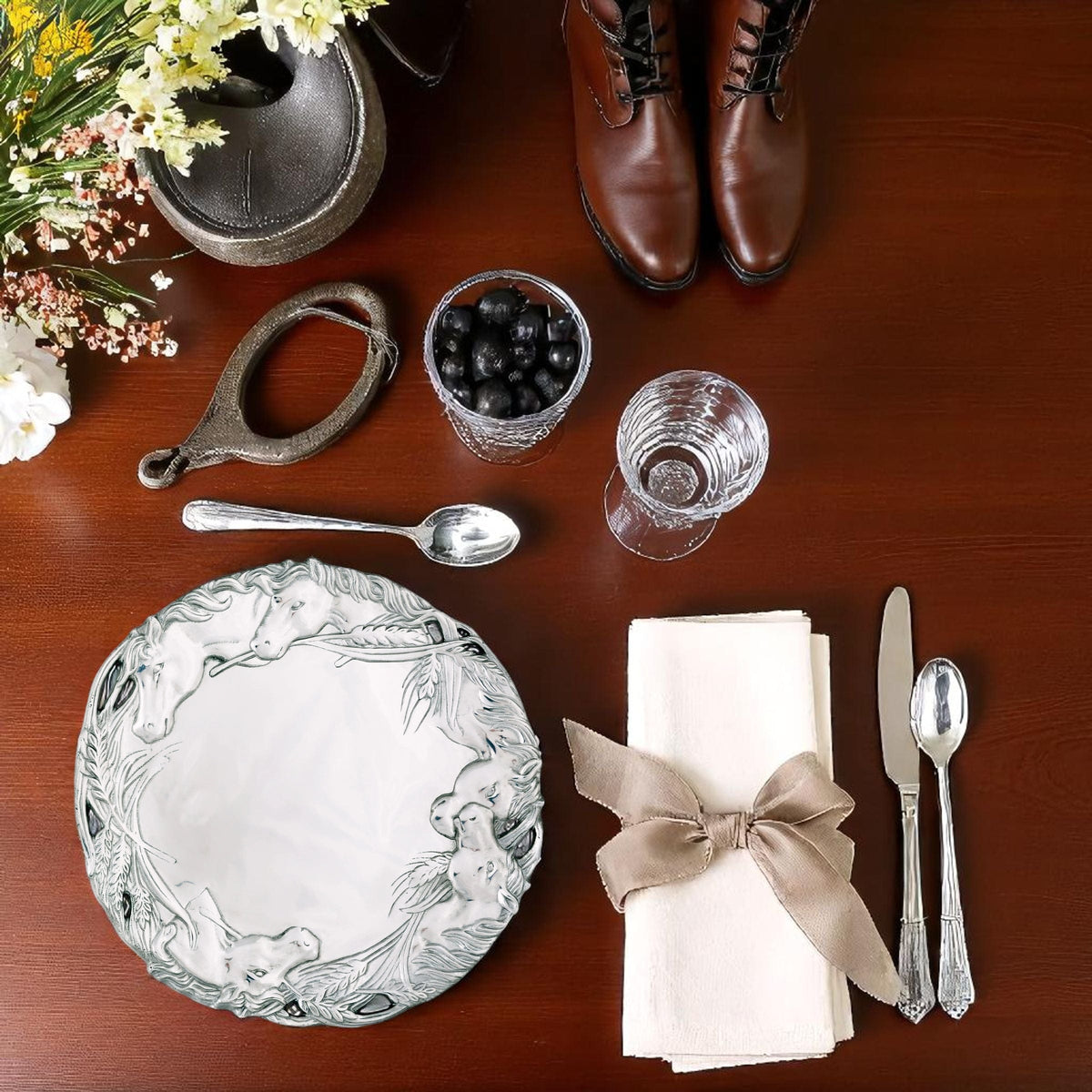 Arthur Court Equestrian Horse Round Tray 12