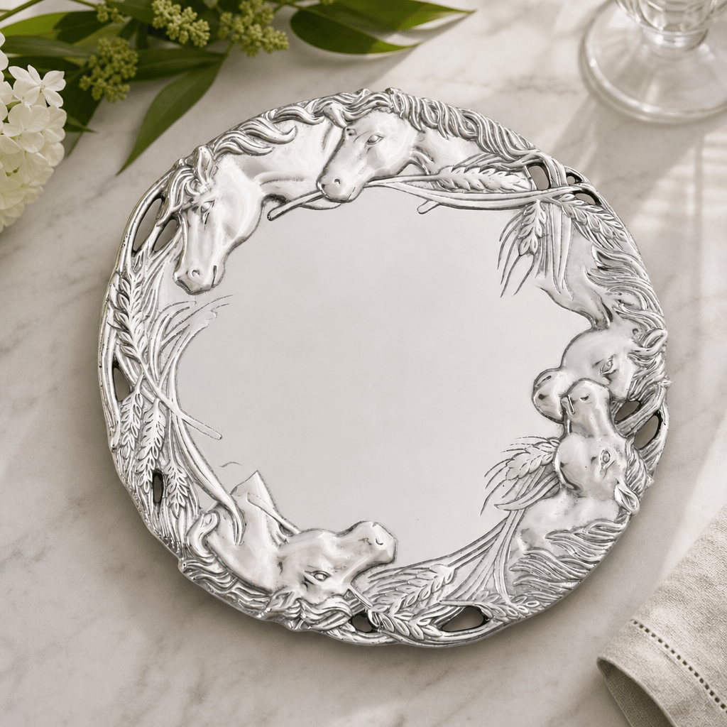 Arthur Court Equestrian Horse Round Tray 12