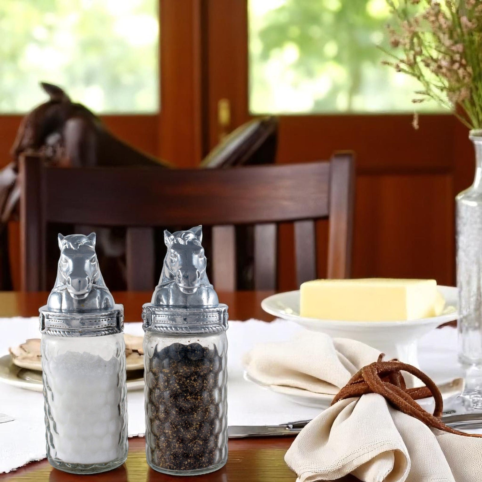 Arthur Court Equestrian Horse Salt and Pepper Set
