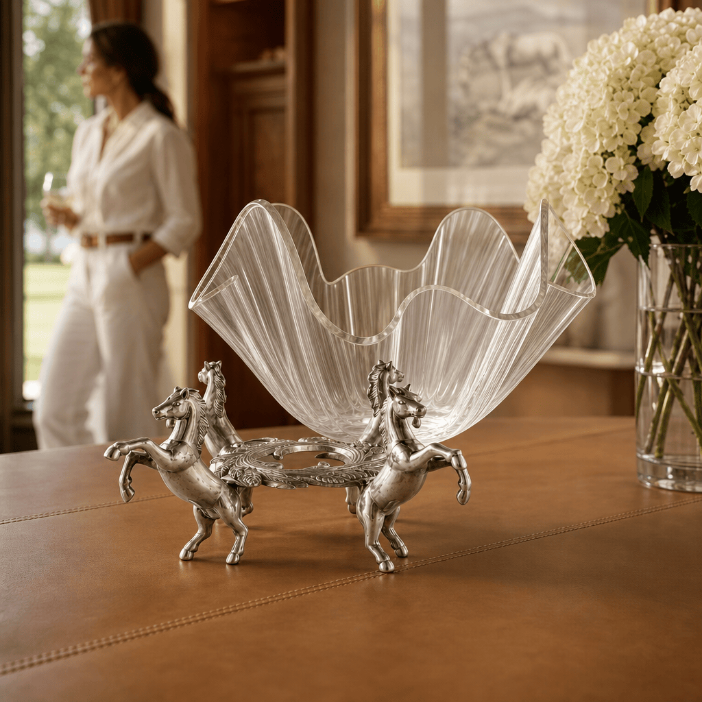 Arthur Court Equestrian Horse Stand Acrylic Bowl 11