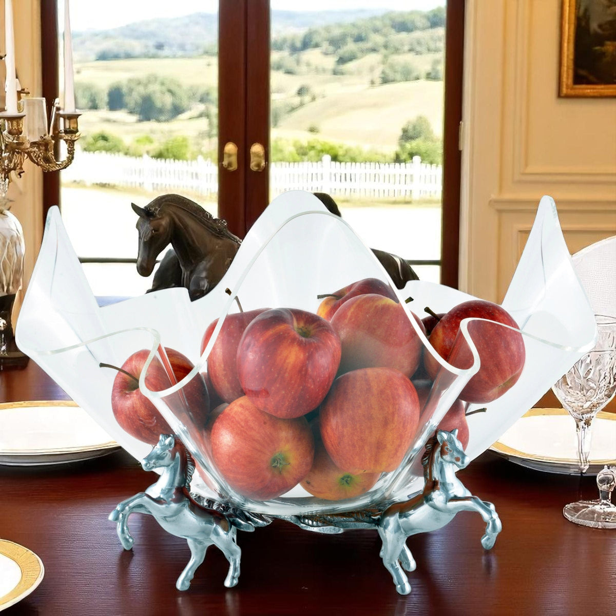 Arthur Court Equestrian Horse Stand Acrylic Bowl 14