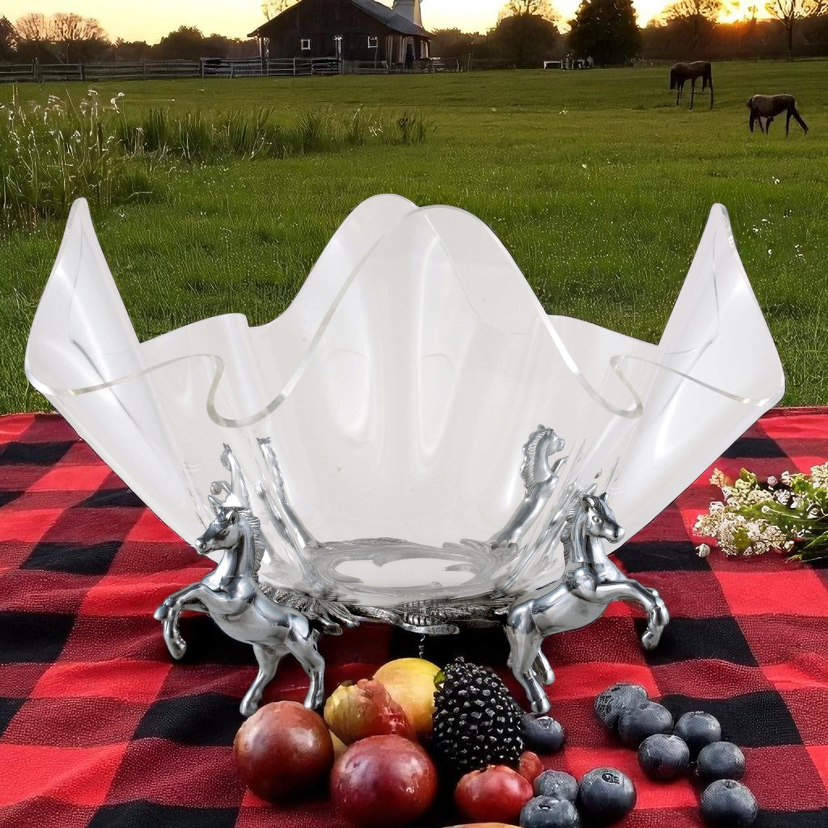 Arthur Court Equestrian Horse Stand Acrylic Bowl 14