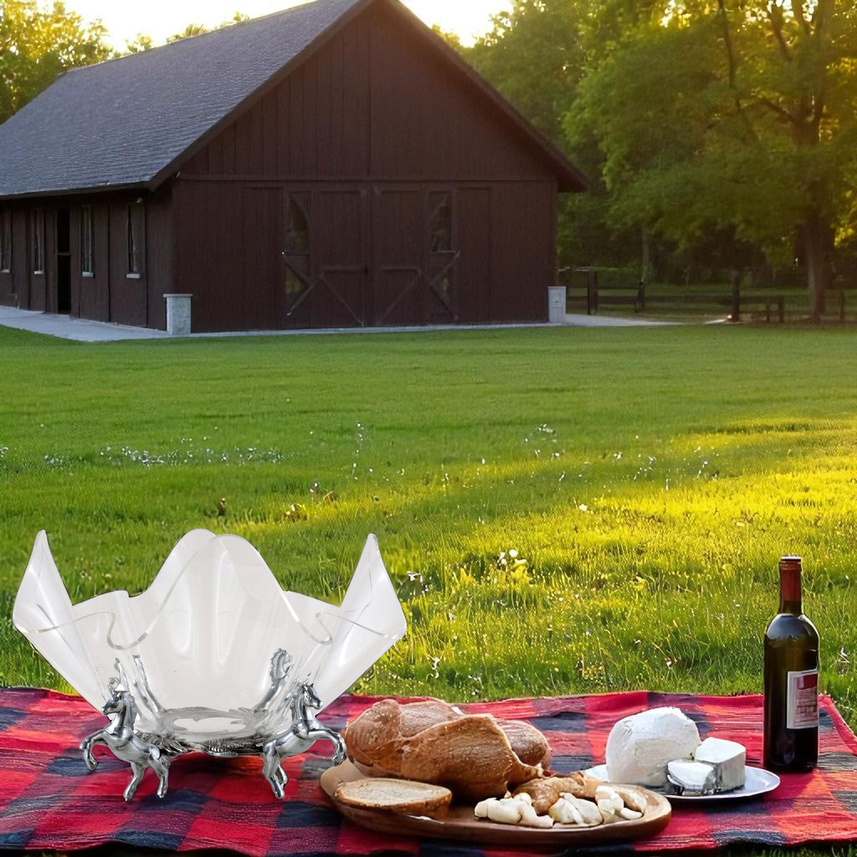 Arthur Court Equestrian Horse Stand Acrylic Bowl 14