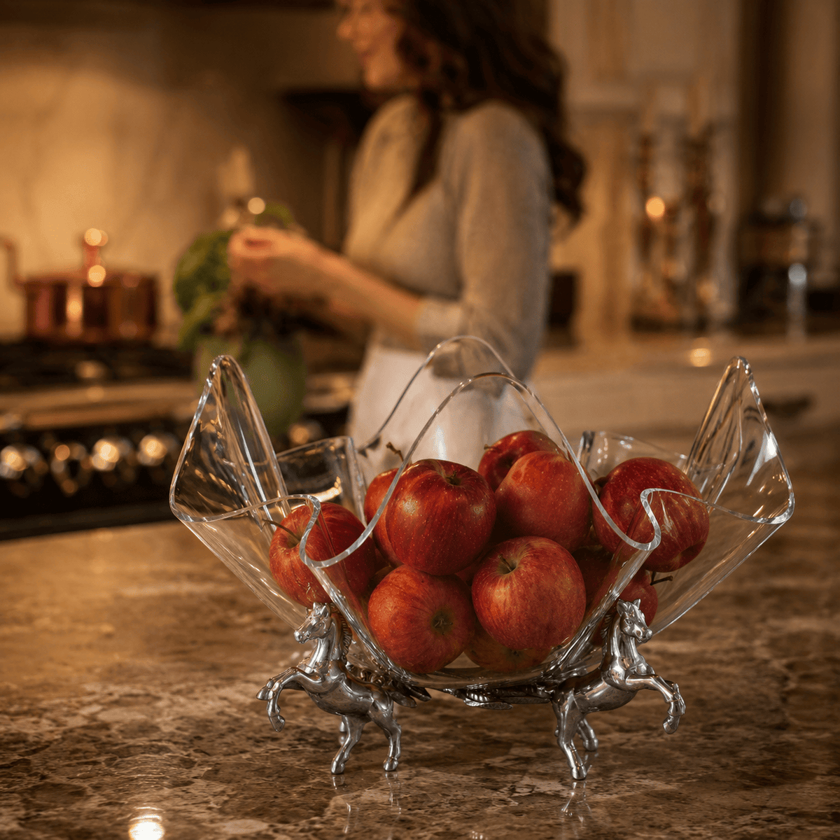 Arthur Court Equestrian Horse Stand Acrylic Bowl 14
