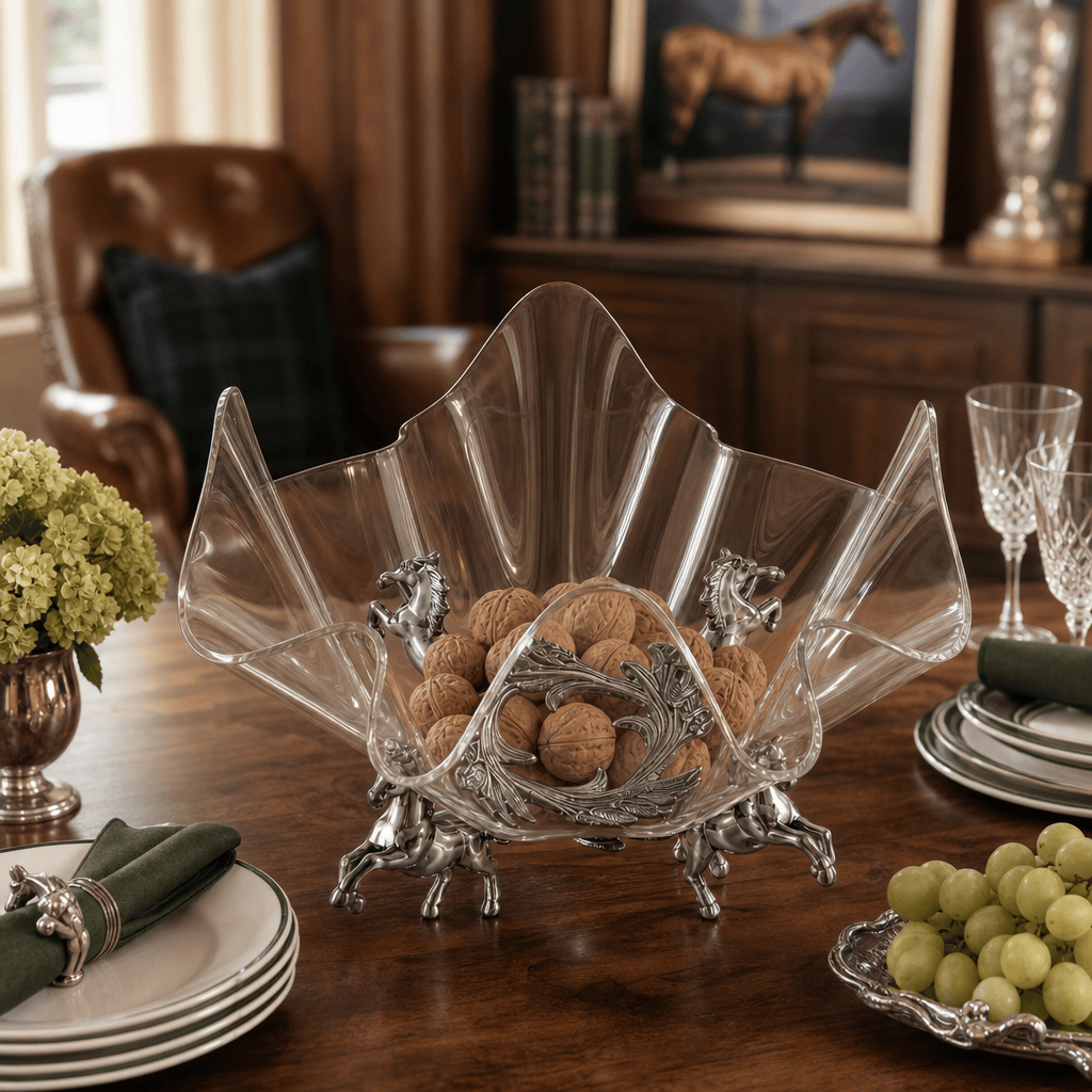 Arthur Court Equestrian Horse Stand Acrylic Bowl 14