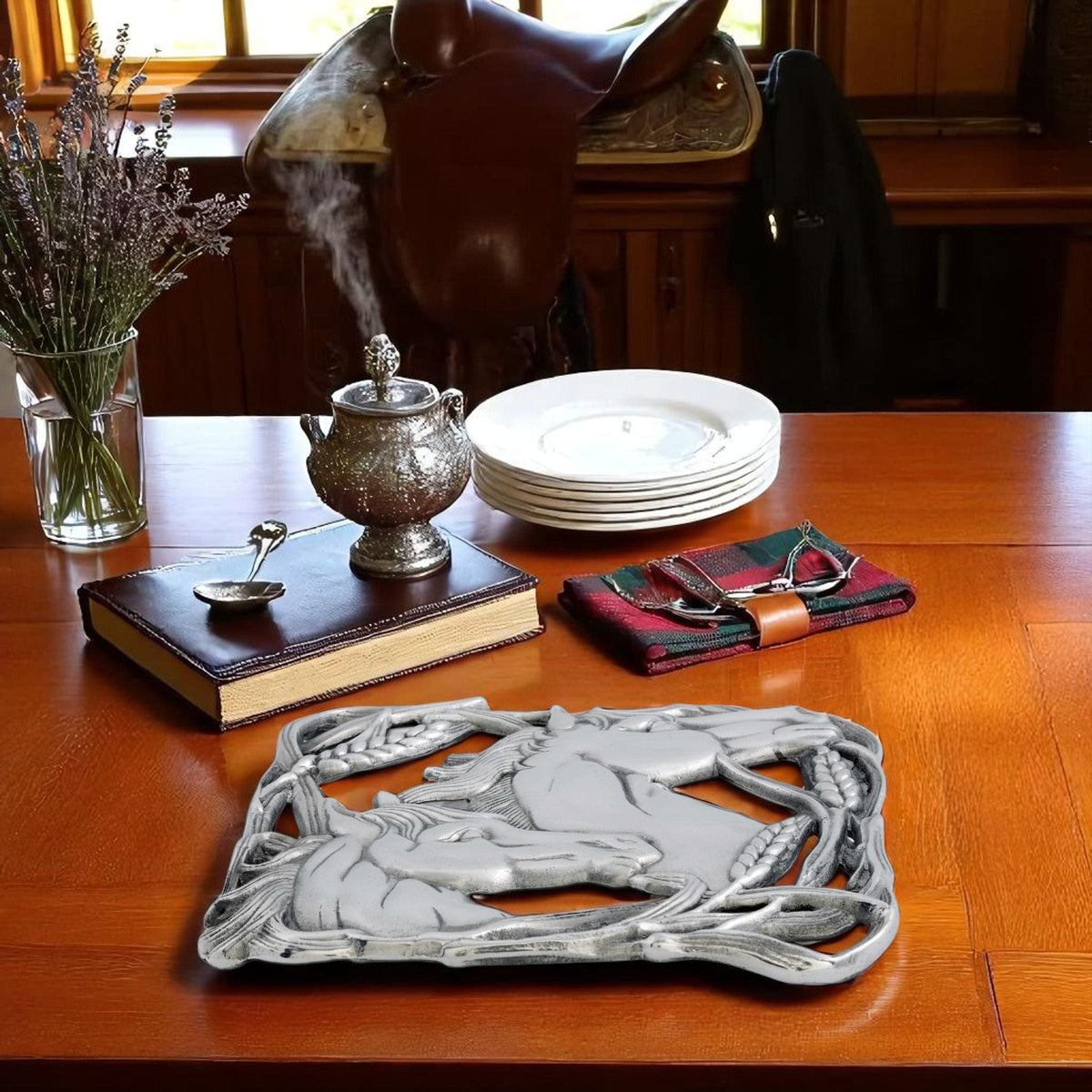 Arthur Court Equestrian Horse with Wheat Trivet