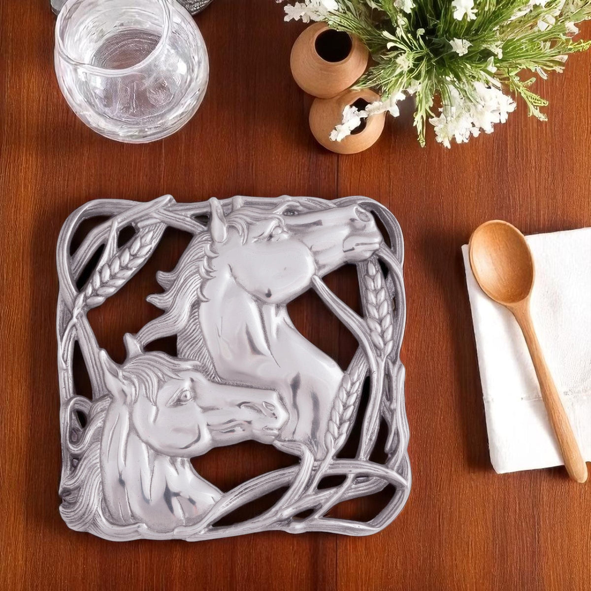 Arthur Court Equestrian Horse with Wheat Trivet