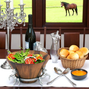 Arthur Court Equestrian Horse Wood Tall Salad Bowl