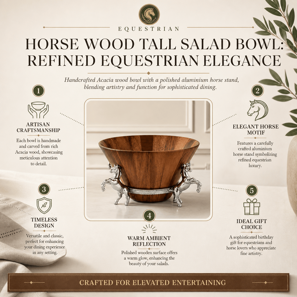 Arthur Court Equestrian Horse Wood Tall Salad Bowl