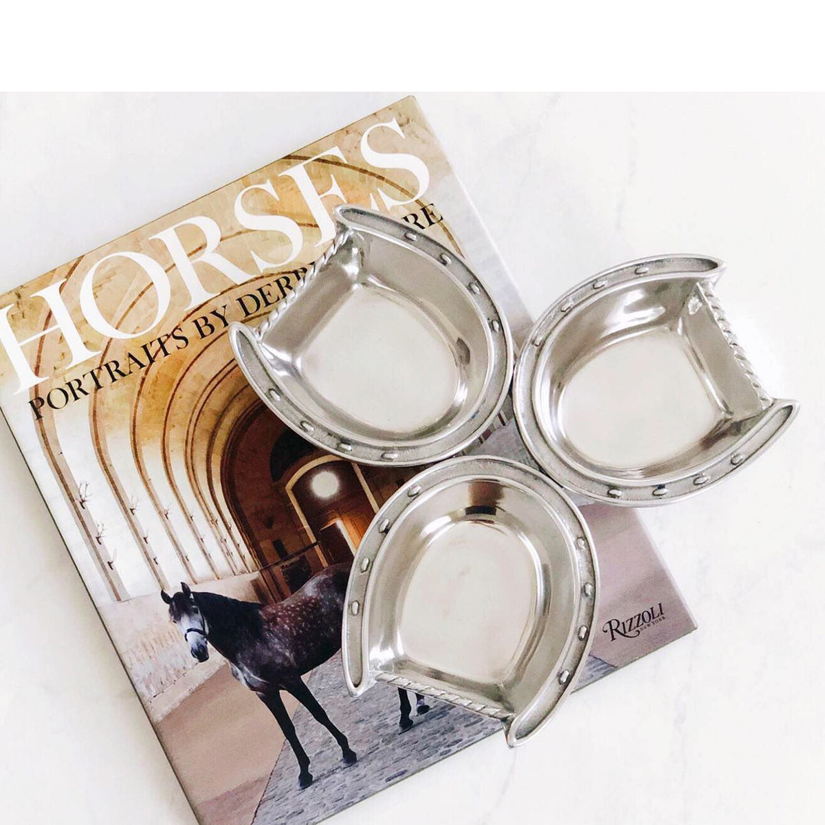 Arthur Court Equestrian Horseshoe 3-Bowl Bowl