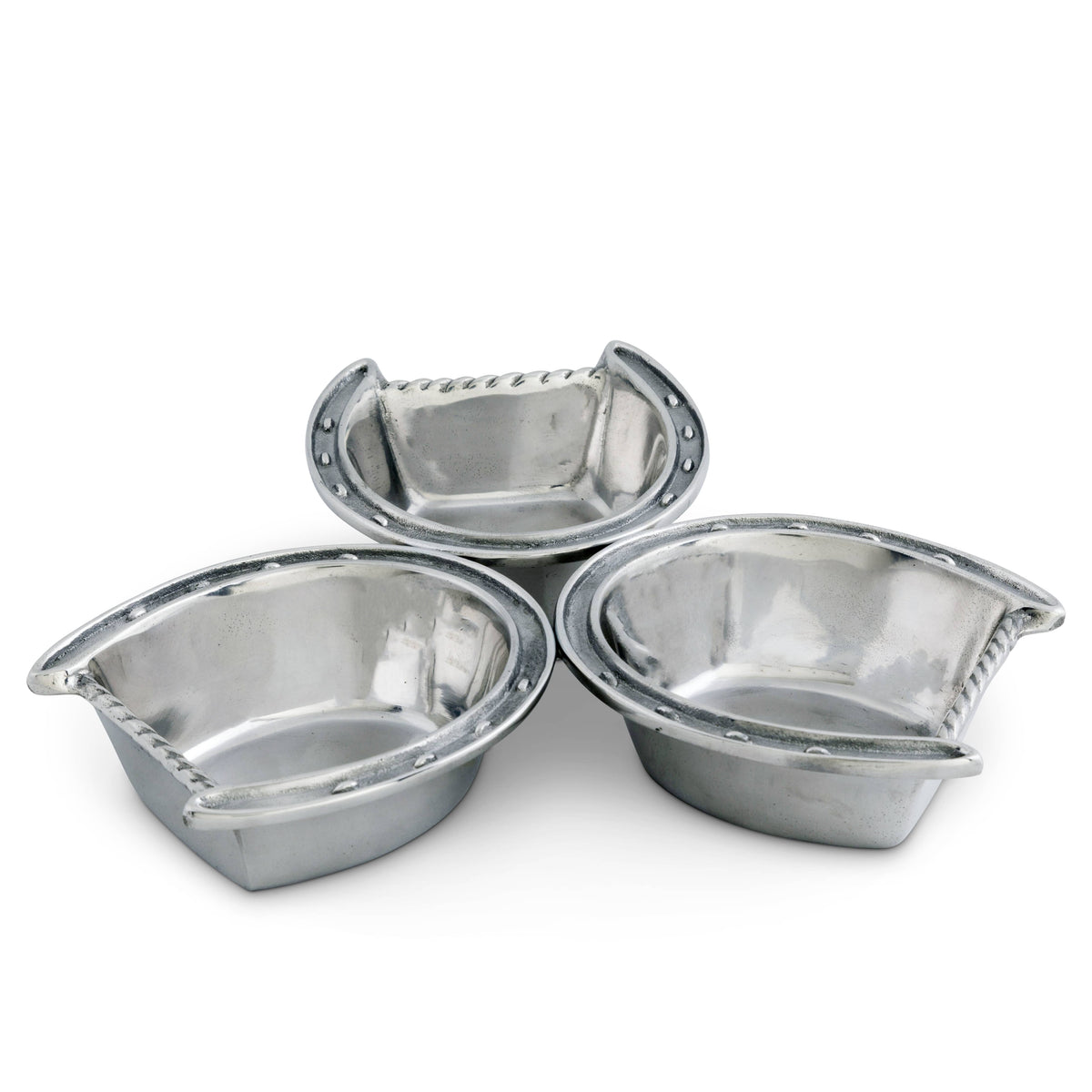 Arthur Court Equestrian Horseshoe 3-Bowl Bowl