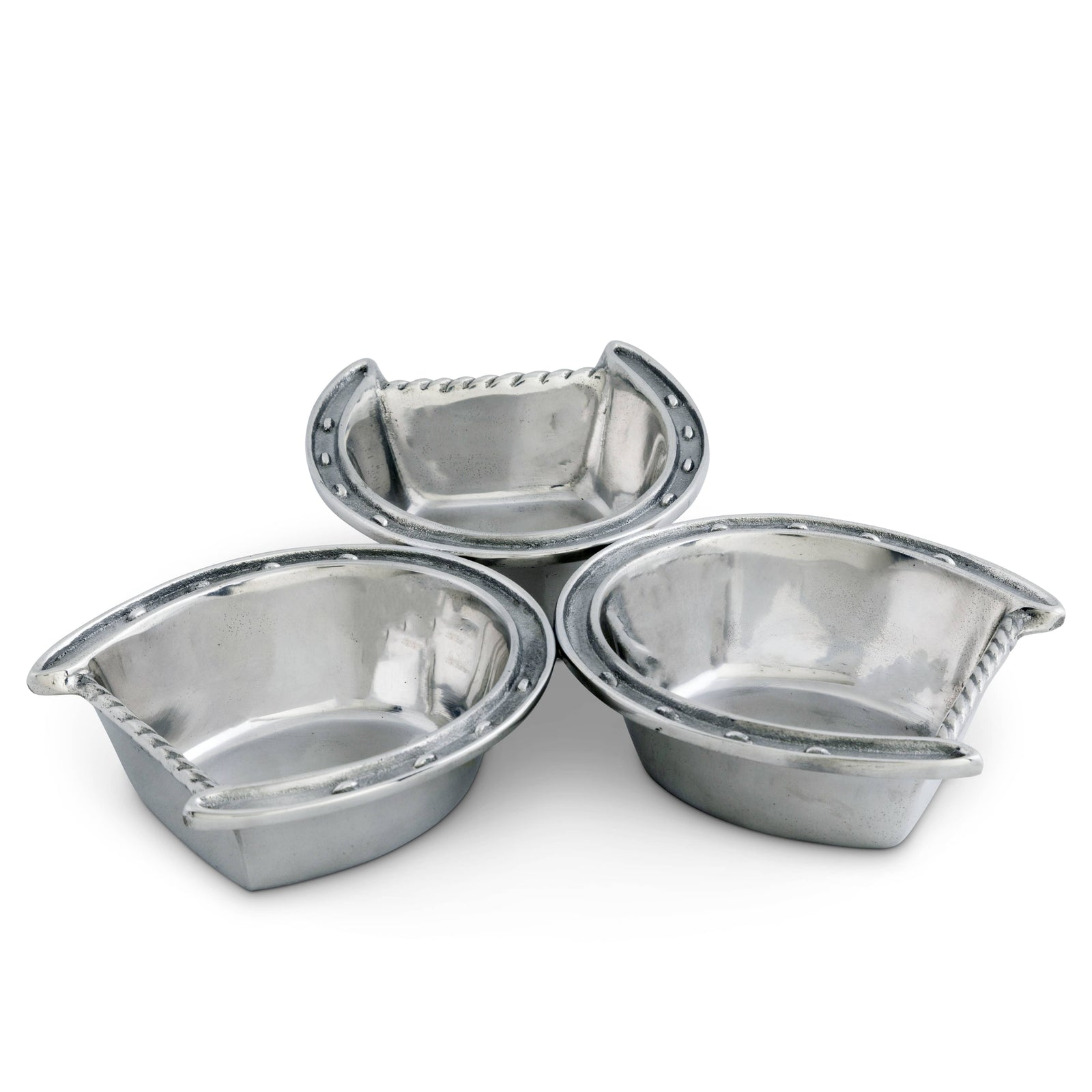 Arthur Court Equestrian Horseshoe 3-Bowl Bowl