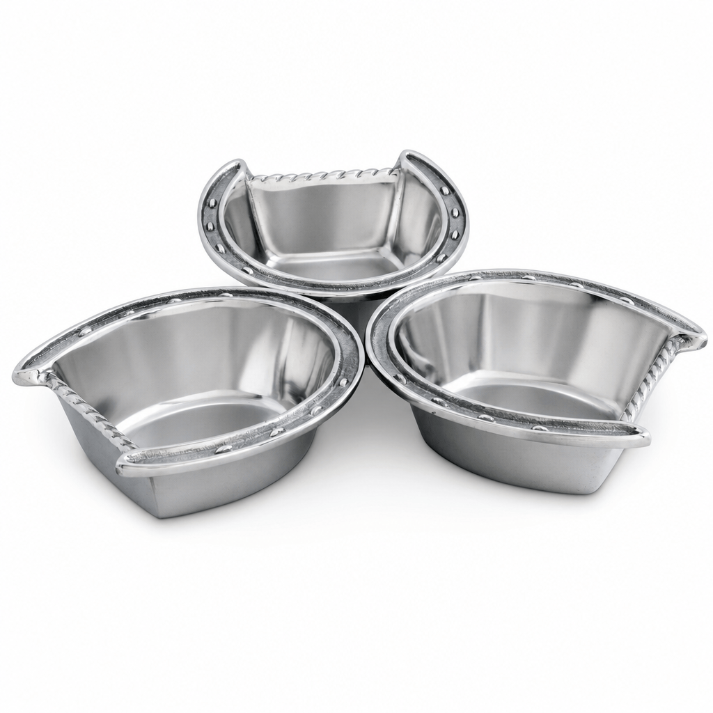 Arthur Court Equestrian Horseshoe 3-Bowl Bowl
