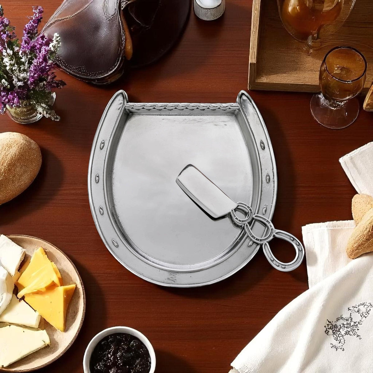 Arthur Court Equestrian Horseshoe Plate with Server