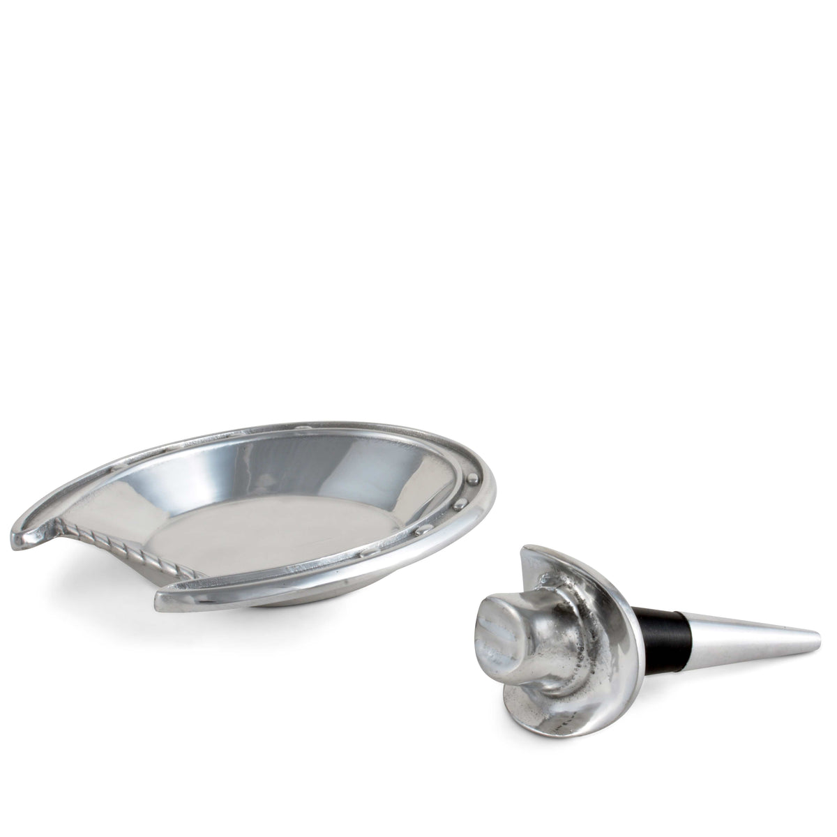 Arthur Court Equestrian Horseshoe Wine Coaster and Hat Stopper Set