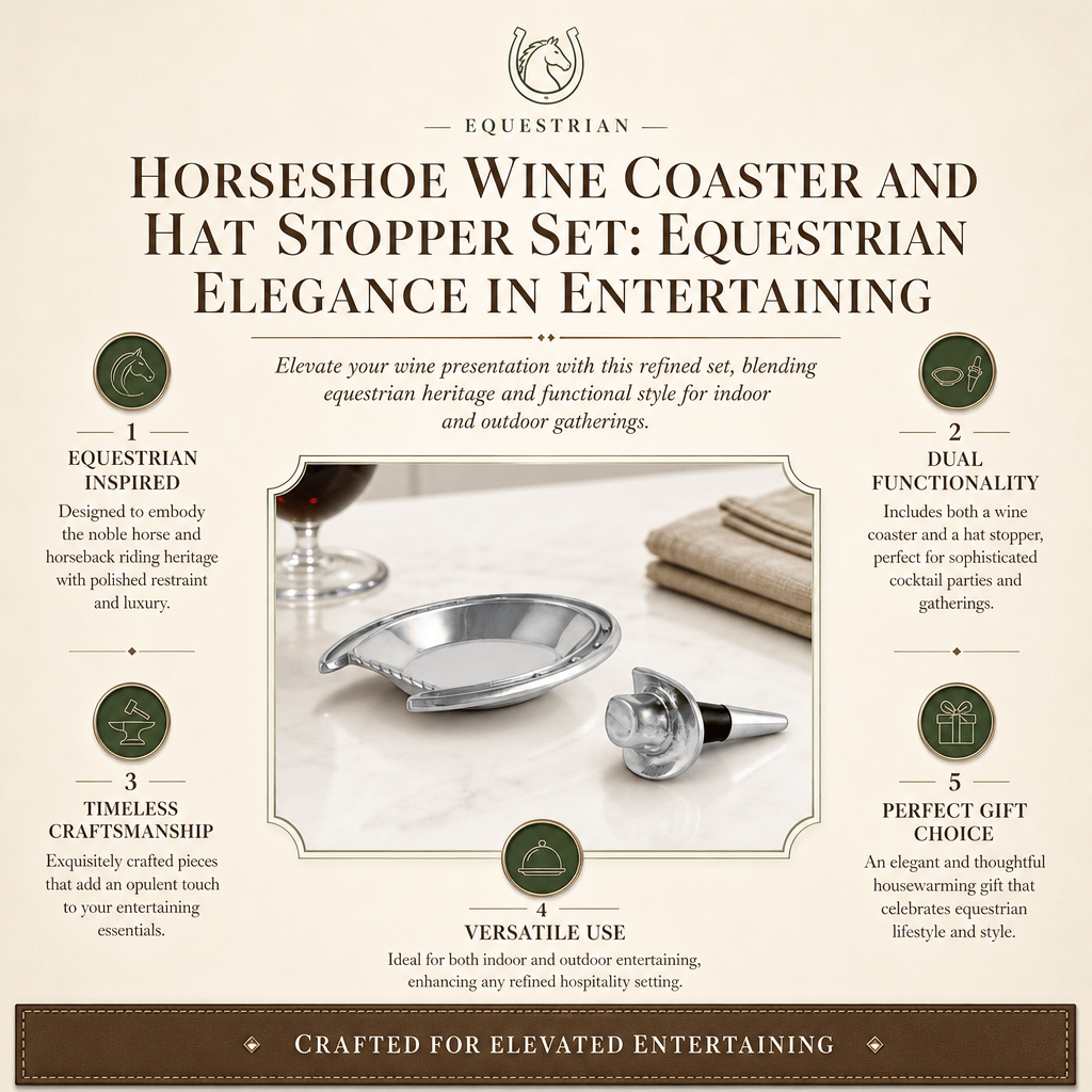 Arthur Court Equestrian Horseshoe Wine Coaster and Hat Stopper Set