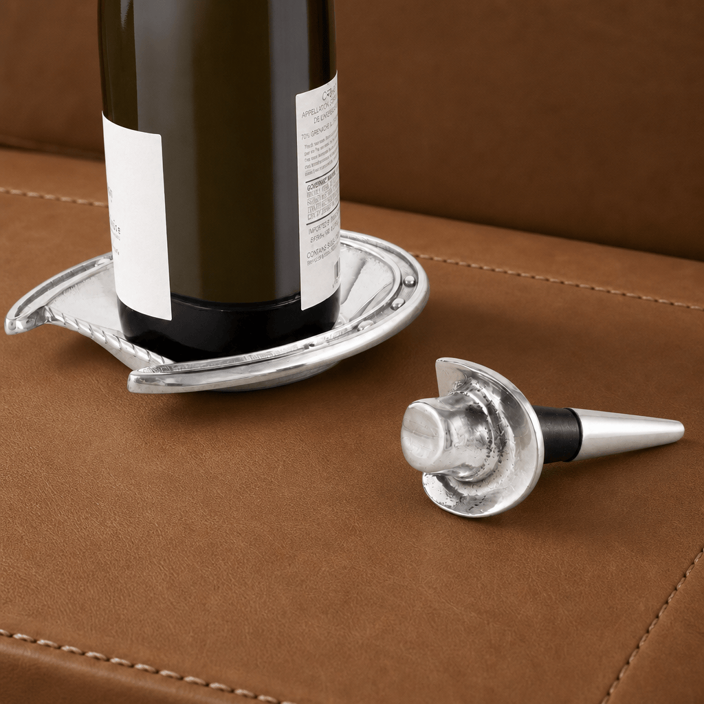 Arthur Court Equestrian Horseshoe Wine Coaster and Hat Stopper Set