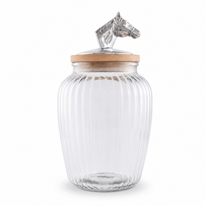 Arthur Court Equestrian Large  60 oz Horse Head Knob Glass Canisters