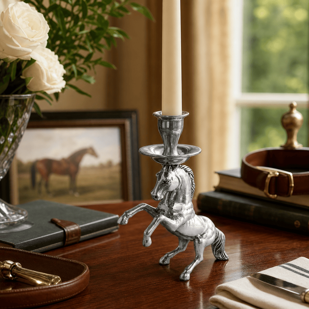 Arthur Court Equestrian Rearing Horse Candlestick
