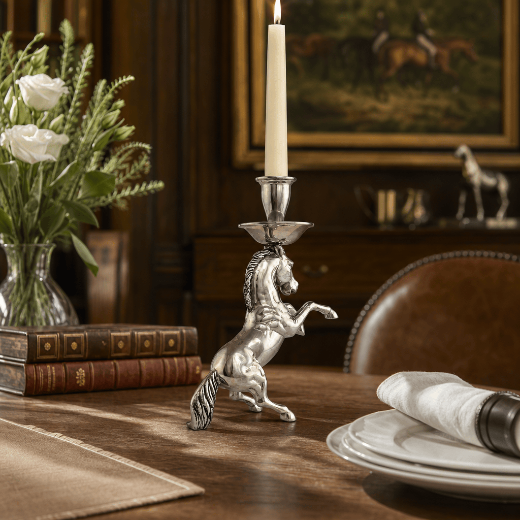 Arthur Court Equestrian Rearing Horse Candlestick